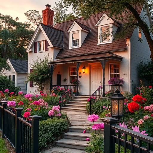 Maison de charme avec jardin fleuri, idéale pour les tournages romantiques.